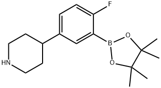 4-(4-fluoro-3-(4,4,5,5-tetramethyl-1,3,2-dioxaborolan-2-yl)phenyl)piperidine 结构式