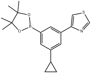 3-Cyclopropyl-5-(thiazol-4-yl)phenylboronic acid pinacol ester 结构式