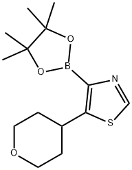 5-(4-Tetrahydropyranyl)thiazole-4-boronic acid pinacol ester 结构式