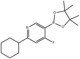 2-cyclohexyl-4-fluoro-5-(4,4,5,5-tetramethyl-1,3,2-dioxaborolan-2-yl)pyridine 结构式