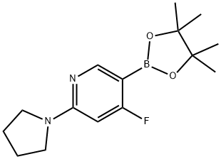 4-Fluoro-2-(pyrrolidino)pyridine-5-boronic acid pinacol ester 结构式