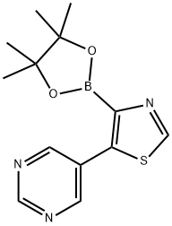 5-(5-Pyrimidyl)thiazole-4-boronic acid pinacol ester 结构式