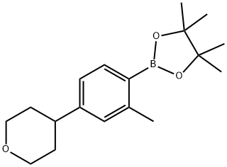 4,4,5,5-tetramethyl-2-(2-methyl-4-(tetrahydro-2H-pyran-4-yl)phenyl)-1,3,2-dioxaborolane 结构式