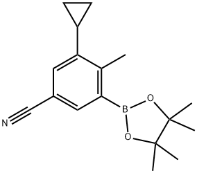 2-Methyl-5-cyano-3-cyclopropylphenylboronic acid pinacol ester 结构式