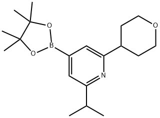 2-isopropyl-6-(tetrahydro-2H-pyran-4-yl)-4-(4,4,5,5-tetramethyl-1,3,2-dioxaborolan-2-yl)pyridine 结构式