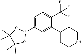 4-(5-(4,4,5,5-tetramethyl-1,3,2-dioxaborolan-2-yl)-2-(trifluoromethyl)phenyl)piperidine 结构式