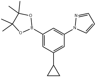 3-Cyclopropyl-5-(1H-pyrazol-1-yl)phenylboronic acid pinacol ester 结构式