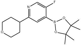 5-fluoro-2-(tetrahydro-2H-pyran-4-yl)-4-(4,4,5,5-tetramethyl-1,3,2-dioxaborolan-2-yl)pyridine 结构式