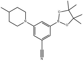 3-(4-methylpiperidin-1-yl)-5-(4,4,5,5-tetramethyl-1,3,2-dioxaborolan-2-yl)benzonitrile 结构式