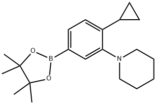 1-(2-cyclopropyl-5-(4,4,5,5-tetramethyl-1,3,2-dioxaborolan-2-yl)phenyl)piperidine 结构式