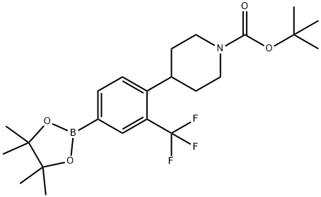 4-(N-Boc-Piperidin-4-yl)-3-trifluoromethylphenylboronic acid pinacol ester 结构式
