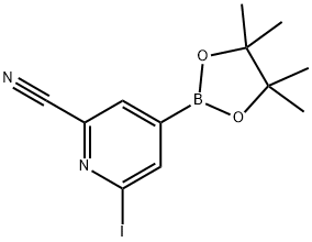 2-Iodo-6-cyanopyridine-4-boronic acid pinacol ester 结构式