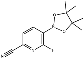 6-氟-5-(4,4,5,5-四甲基-1,3,2-二噁硼烷-2-基)吡啶腈 结构式