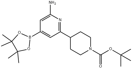 tert-butyl 4-(6-amino-4-(4,4,5,5-tetramethyl-1,3,2-dioxaborolan-2-yl)pyridin-2-yl)piperidine-1-carboxylate 结构式