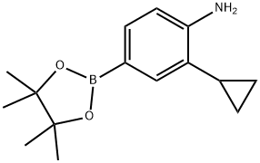 2-cyclopropyl-4-(4,4,5,5-tetramethyl-1,3,2-dioxaborolan-2-yl)aniline 结构式