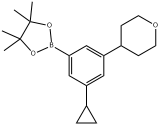 2-(3-cyclopropyl-5-(tetrahydro-2H-pyran-4-yl)phenyl)-4,4,5,5-tetramethyl-1,3,2-dioxaborolane 结构式
