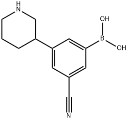 3-(Piperidin-3-yl)-5-cyanophenylboronic acid 结构式