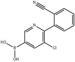 5-Chloro-6-(2-cyanophenyl)pyridine-3-boronic acid 结构式