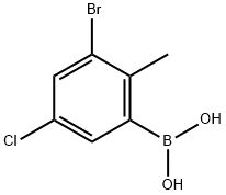 (3-溴-5-氯-2-甲基苯基)硼酸 结构式