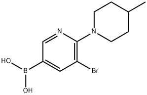 5-Bromo-6-(4-methylpiperidin-1-yl)pyridine-3-boronic acid 结构式