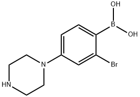 2-Bromo-4-(piperazin-1-yl)phenylboronic acid 结构式