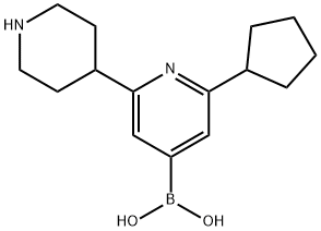 2-Cyclopentyl-6-(piperidin-4-yl)pyridine-4-boronic acid 结构式