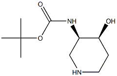 叔-丁基 N-[(3R,4S)-4-羟基哌啶-3-基]氨基甲酯 结构式