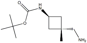 tert-butyl N-[cis-3-(aminomethyl)-3-methylcyclobutyl]carbamate 结构式