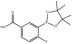 4-氟-3-(4,4,5,5-四甲基-1,3,2-二氧硼杂环戊烷-2-基)苯甲酸 结构式