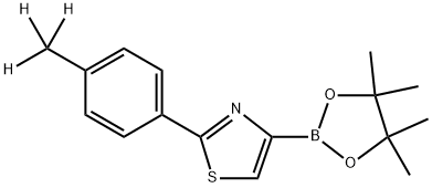 2-(4-(methyl-d3)phenyl)-4-(4,4,5,5-tetramethyl-1,3,2-dioxaborolan-2-yl)thiazole 结构式