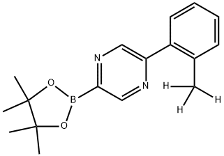 2-(2-(methyl-d3)phenyl)-5-(4,4,5,5-tetramethyl-1,3,2-dioxaborolan-2-yl)pyrazine 结构式