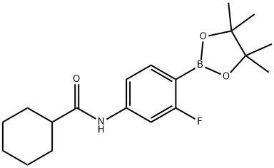 N-[3-氟-4-(4,4,5,5-四甲基-1,3,2-二噁硼戊环-2-基)苯基]环己甲酰胺 结构式