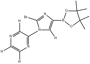2-(2-bromo-4-(4,4,5,5-tetramethyl-1,3,2-dioxaborolan-2-yl)-1H-imidazol-1-yl-5-d)pyrazine-3,5,6-d3 结构式