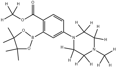 methyl-d3 4-(4-(methyl-d3)piperazin-1-yl-2,2,3,3,5,5,6,6-d8)-2-(4,4,5,5-tetramethyl-1,3,2-dioxaborolan-2-yl)benzoate 结构式