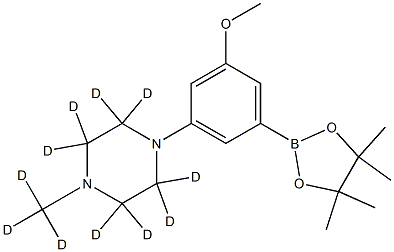 1-(3-methoxy-5-(4,4,5,5-tetramethyl-1,3,2-dioxaborolan-2-yl)phenyl)-4-(methyl-d3)piperazine-2,2,3,3,5,5,6,6-d8 结构式