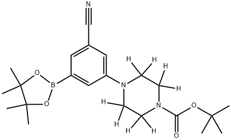 tert-butyl 4-(3-cyano-5-(4,4,5,5-tetramethyl-1,3,2-dioxaborolan-2-yl)phenyl)piperazine-1-carboxylate-2,2,3,3,5,5,6,6-d8 结构式