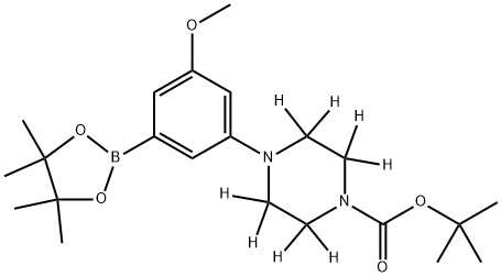tert-butyl 4-(3-methoxy-5-(4,4,5,5-tetramethyl-1,3,2-dioxaborolan-2-yl)phenyl)piperazine-1-carboxylate-2,2,3,3,5,5,6,6-d8 结构式
