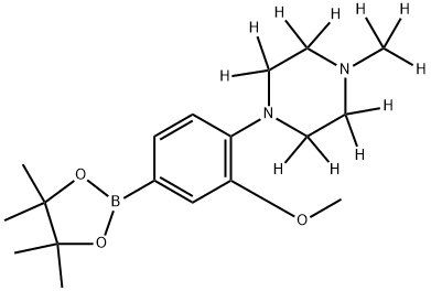 1-(2-methoxy-4-(4,4,5,5-tetramethyl-1,3,2-dioxaborolan-2-yl)phenyl)-4-(methyl-d3)piperazine-2,2,3,3,5,5,6,6-d8 结构式