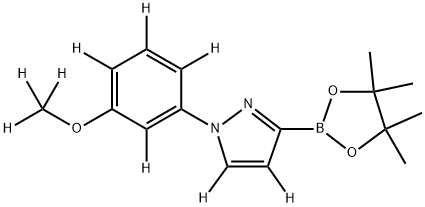 1-(3-(methoxy-d3)phenyl-2,4,5,6-d4)-3-(4,4,5,5-tetramethyl-1,3,2-dioxaborolan-2-yl)-1H-pyrazole-4,5-d2 结构式