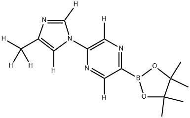 2-(4-(methyl-d3)-1H-imidazol-1-yl-2,5-d2)-5-(4,4,5,5-tetramethyl-1,3,2-dioxaborolan-2-yl)pyrazine-3,6-d2 结构式