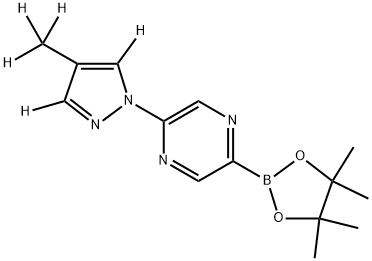 2-(4-(methyl-d3)-1H-pyrazol-1-yl-3,5-d2)-5-(4,4,5,5-tetramethyl-1,3,2-dioxaborolan-2-yl)pyrazine 结构式