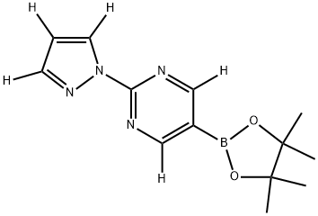 2-(1H-pyrazol-1-yl-d3)-5-(4,4,5,5-tetramethyl-1,3,2-dioxaborolan-2-yl)pyrimidine-4,6-d2 结构式