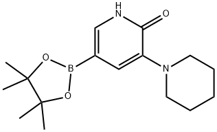 3-(piperidin-1-yl)-5-(4,4,5,5-tetramethyl-1,3,2-dioxaborolan-2-yl)pyridin-2(1H)-one 结构式