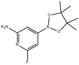 6-fluoro-4-(4,4,5,5-tetramethyl-1,3,2-dioxaborolan-2-yl)pyridin-2-amine 结构式