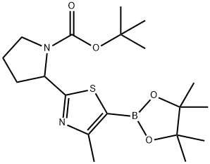 tert-butyl 2-(4-methyl-5-(4,4,5,5-tetramethyl-1,3,2-dioxaborolan-2-yl)thiazol-2-yl)pyrrolidine-1-carboxylate 结构式
