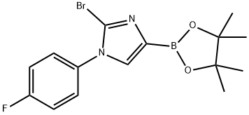 2-bromo-1-(4-fluorophenyl)-4-(4,4,5,5-tetramethyl-1,3,2-dioxaborolan-2-yl)-1H-imidazole 结构式