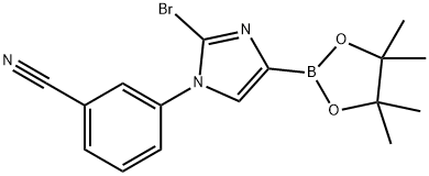 3-(2-bromo-4-(4,4,5,5-tetramethyl-1,3,2-dioxaborolan-2-yl)-1H-imidazol-1-yl)benzonitrile 结构式