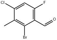 2-溴-4-氯-6-氟-3-甲基苯甲醛 结构式