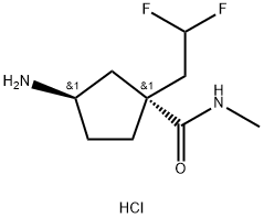 (1R,3R)-3-amino-1-(2,2-difluoroethyl)-N-methylcyclopentane-1-carboxamide hydrochloride 结构式