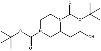 di-tert-butyl 2-(2-hydroxyethyl)piperazine-1,4-dicarboxylate 结构式
